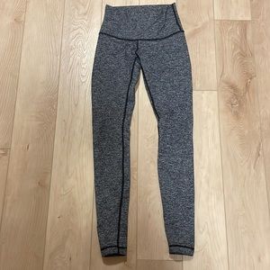 Lululemon Wunder Under Full Length Lettings, Heathered Black, sz 6